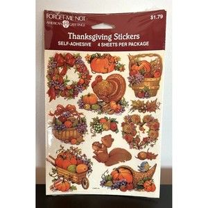 Vintage American Greetings Thanksgiving Fall Sticker 4 Sheet Sealed